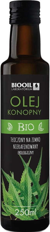Huile de chanvre pressée à froid, non raffinée BIO 250 ml - BIOOIL